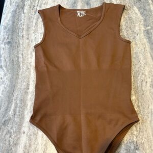 Tan OQQ Women’s Ribbed Bodysuit